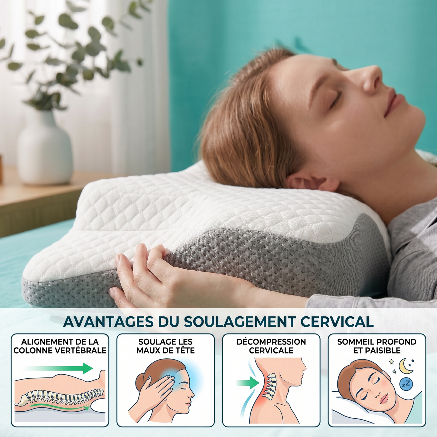 PhysioRest – L’Oreiller ergonomique à Soutien Cervical Actif